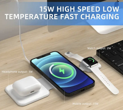 3-in-1 Magnetic Foldable Wireless Charger Station