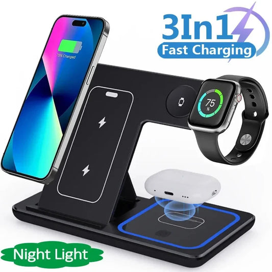 15W 3-in-1 Fast Wireless Charger Stand